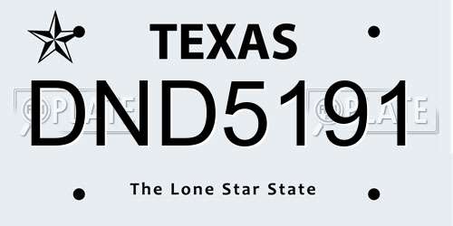 DND5191 Texas License Plate