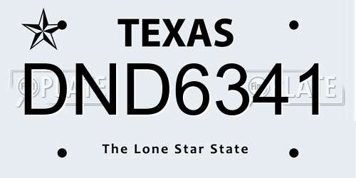 DND6341 Texas License Plate