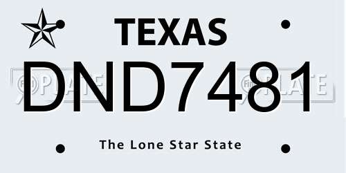 DND7481 Texas License Plate