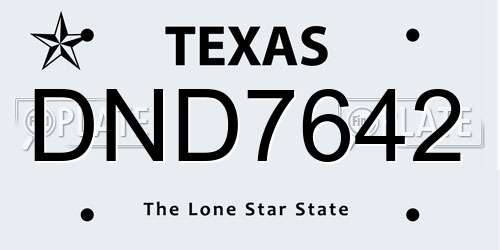 DND7642 Texas License Plate