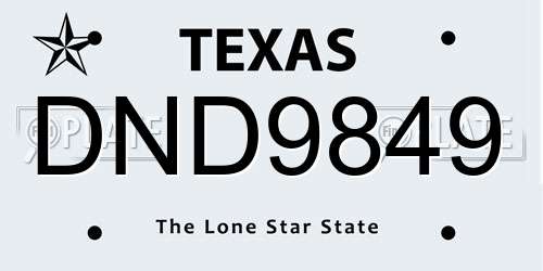 DND9849 Texas License Plate