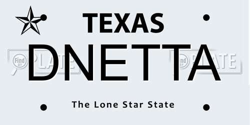 DNETTA Texas License Plate