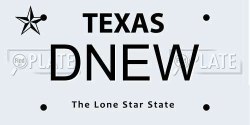 DNEW Texas License Plate