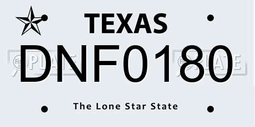 DNF0180 Texas License Plate