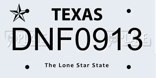 DNF0913 Texas License Plate