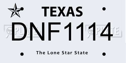 DNF1114 Texas License Plate