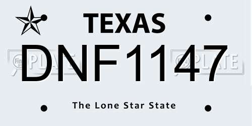 DNF1147 Texas License Plate