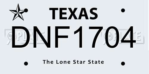 DNF1704 Texas License Plate