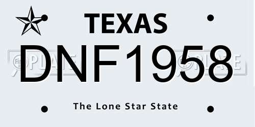 DNF1958 Texas License Plate
