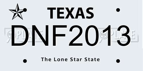 DNF2013 Texas License Plate