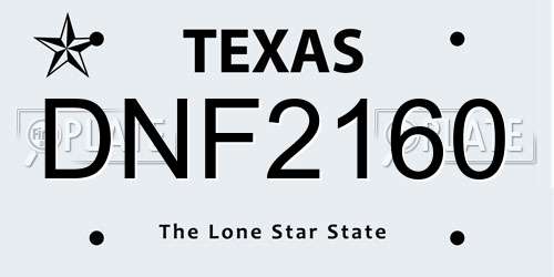 DNF2160 Texas License Plate