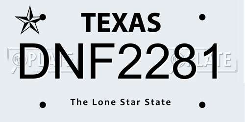 DNF2281 Texas License Plate