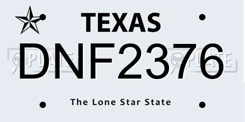 DNF2376 Texas License Plate