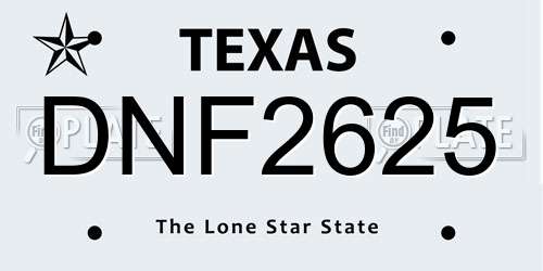 DNF2625 Texas License Plate