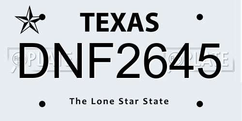 DNF2645 Texas License Plate