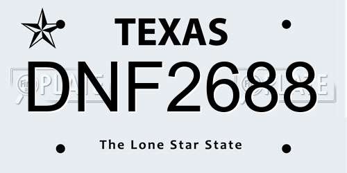DNF2688 Texas License Plate