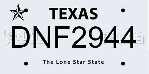DNF2944 Texas License Plate