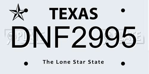 DNF2995 Texas License Plate