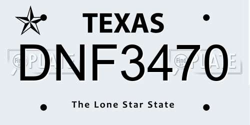 DNF3470 Texas License Plate