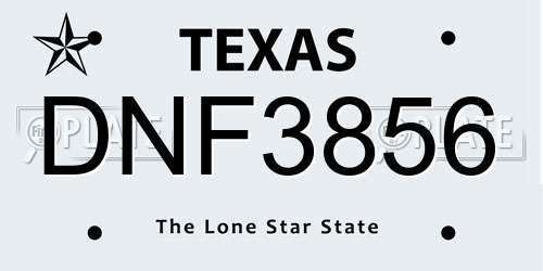 DNF3856 Texas License Plate