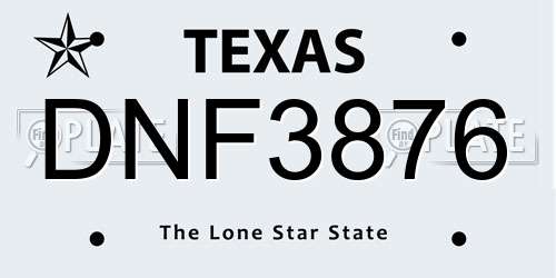 DNF3876 Texas License Plate