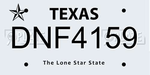 DNF4159 Texas License Plate