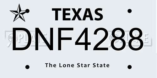 DNF4288 Texas License Plate