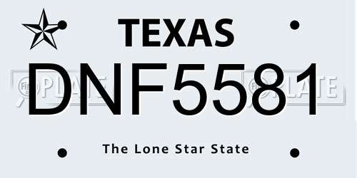 DNF5581 Texas License Plate