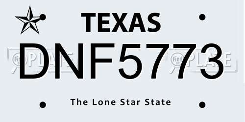 DNF5773 Texas License Plate