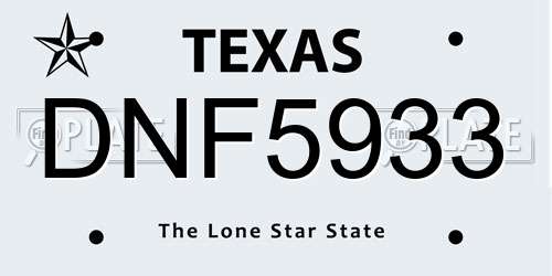 DNF5933 Texas License Plate