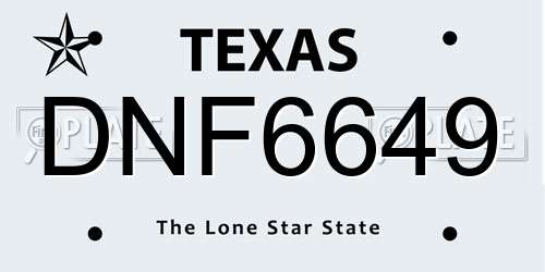 DNF6649 Texas License Plate