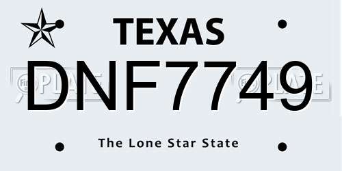 DNF7749 Texas License Plate