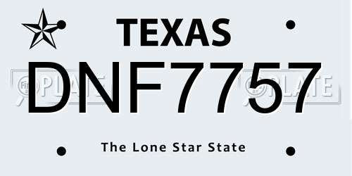 DNF7757 Texas License Plate