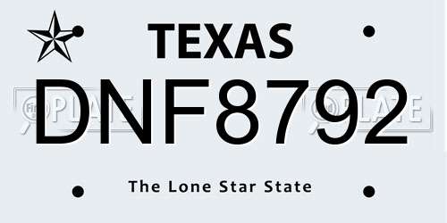 DNF8792 Texas License Plate