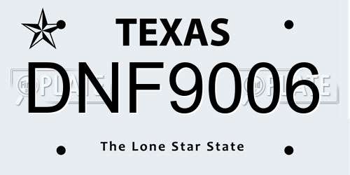 DNF9006 Texas License Plate
