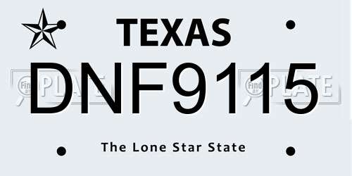 DNF9115 Texas License Plate