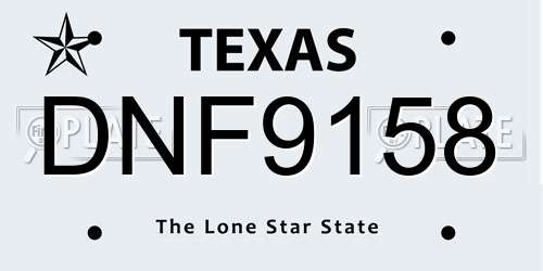 DNF9158 Texas License Plate