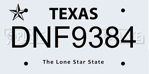 DNF9384 Texas License Plate