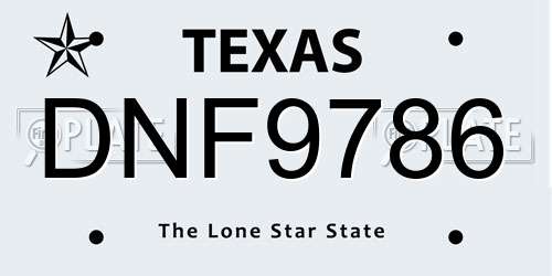 DNF9786 Texas License Plate