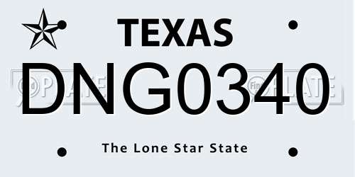 DNG0340 Texas License Plate