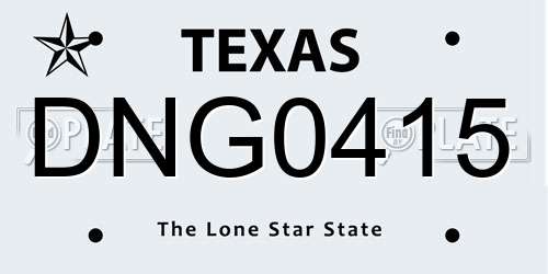 DNG0415 Texas License Plate