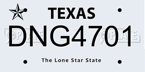 DNG4701 Texas License Plate