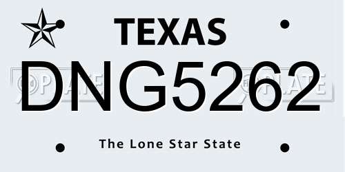 DNG5262 Texas License Plate