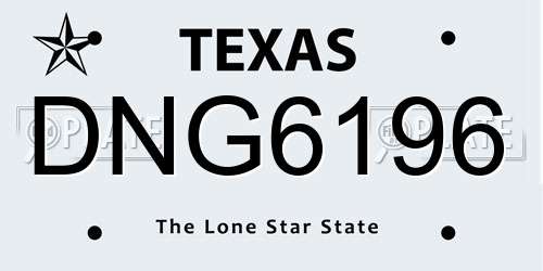 DNG6196 Texas License Plate