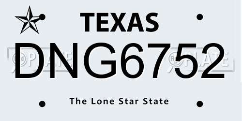 DNG6752 Texas License Plate