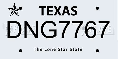 DNG7767 Texas License Plate