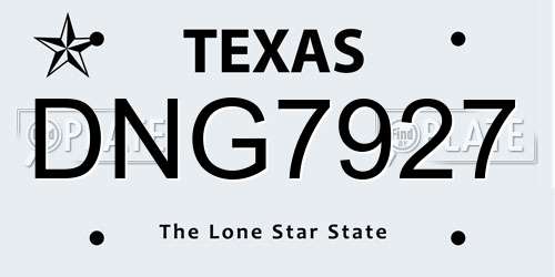 DNG7927 Texas License Plate
