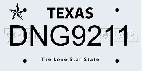 DNG9211 Texas License Plate