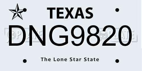 DNG9820 Texas License Plate