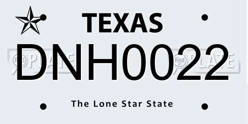 DNH0022 Texas License Plate